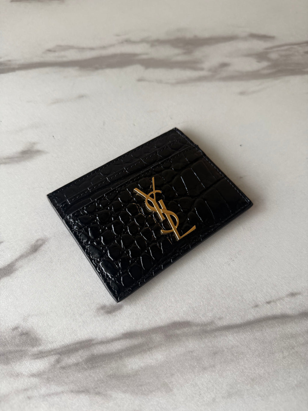 YSL  croc-effect leather cardholder
