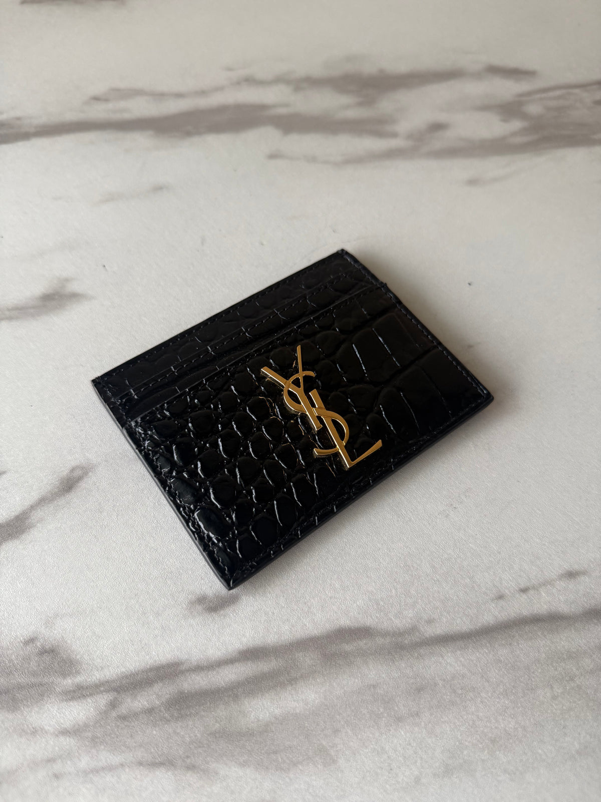 YSL  croc-effect leather cardholder