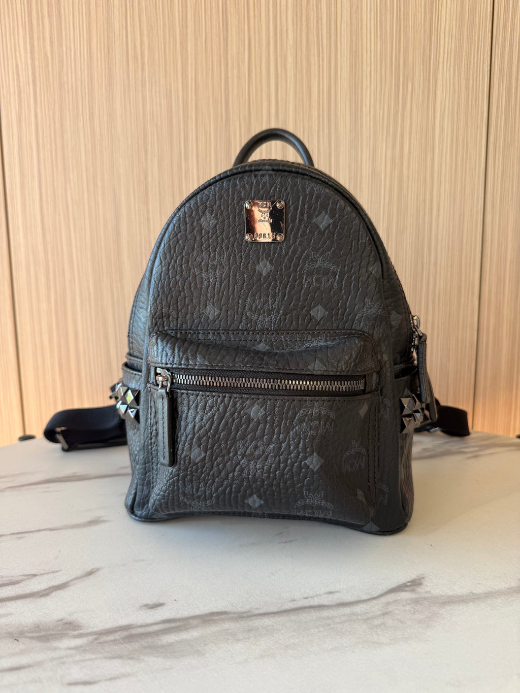 MCM Visetos Studded Leather Mini Backpack