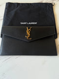 YSL UPTOWN POUCH IN GRAIN DE POUDRE LEATHER BLACK