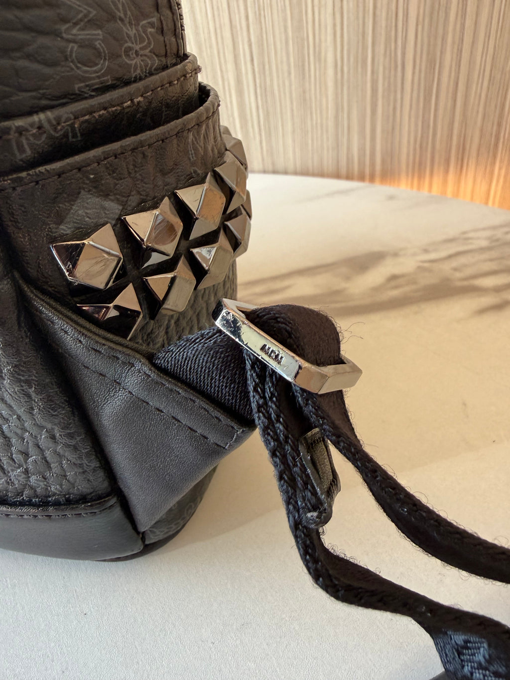 MCM Visetos Studded Leather Mini Backpack