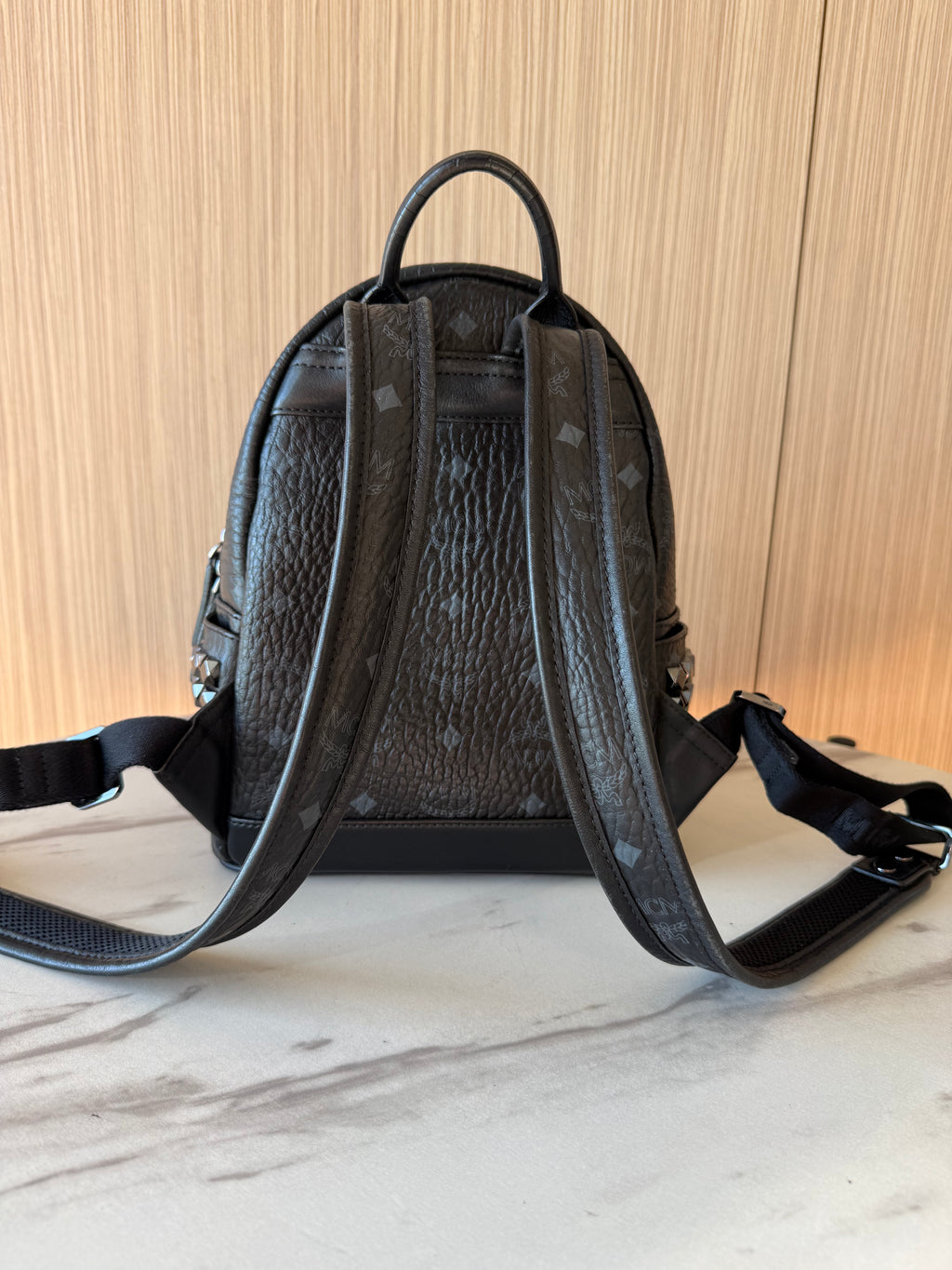 MCM Visetos Studded Leather Mini Backpack