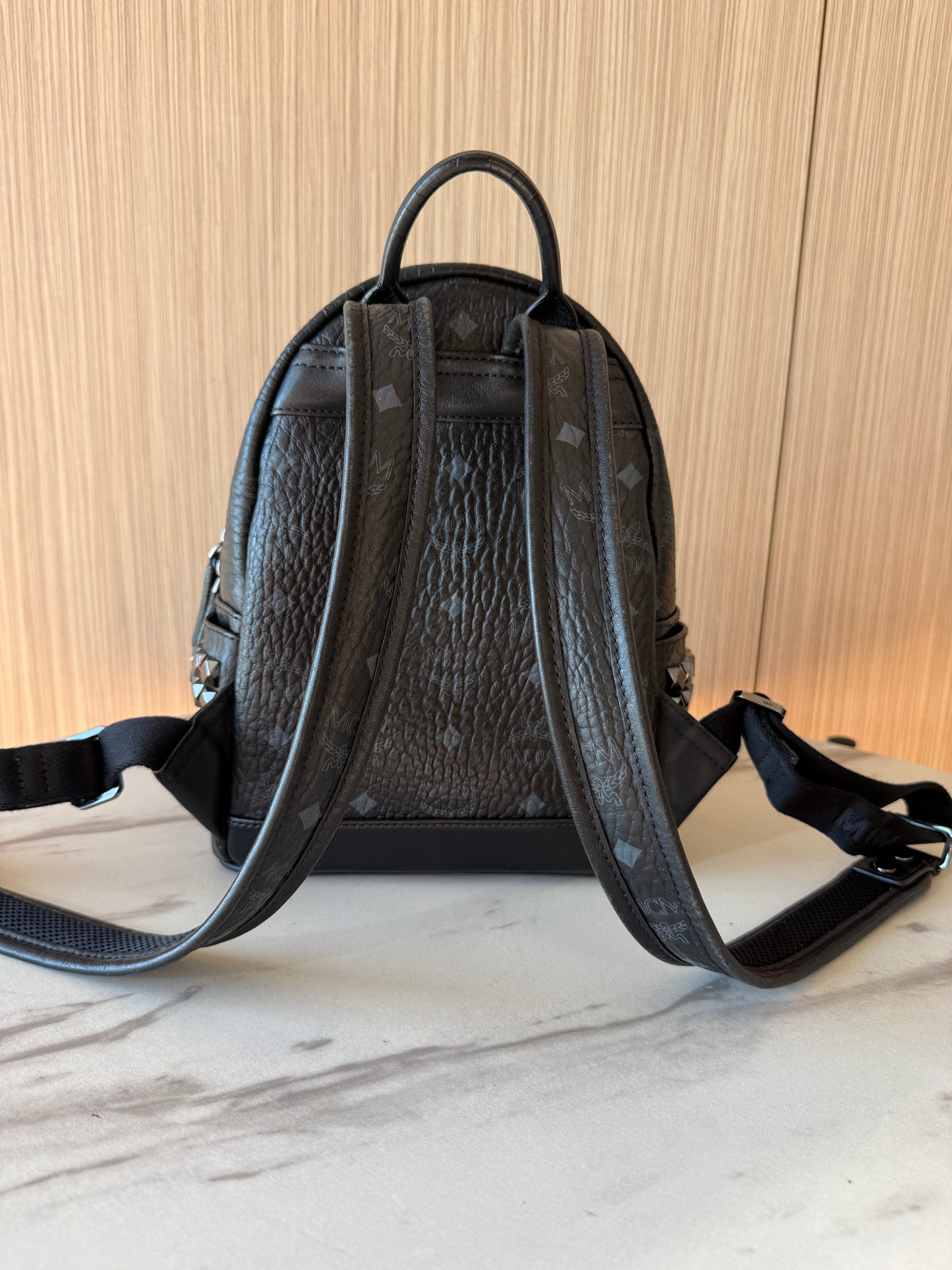 MCM Visetos Studded Leather Mini Backpack