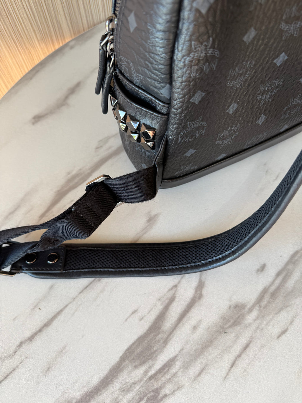 MCM Visetos Studded Leather Mini Backpack
