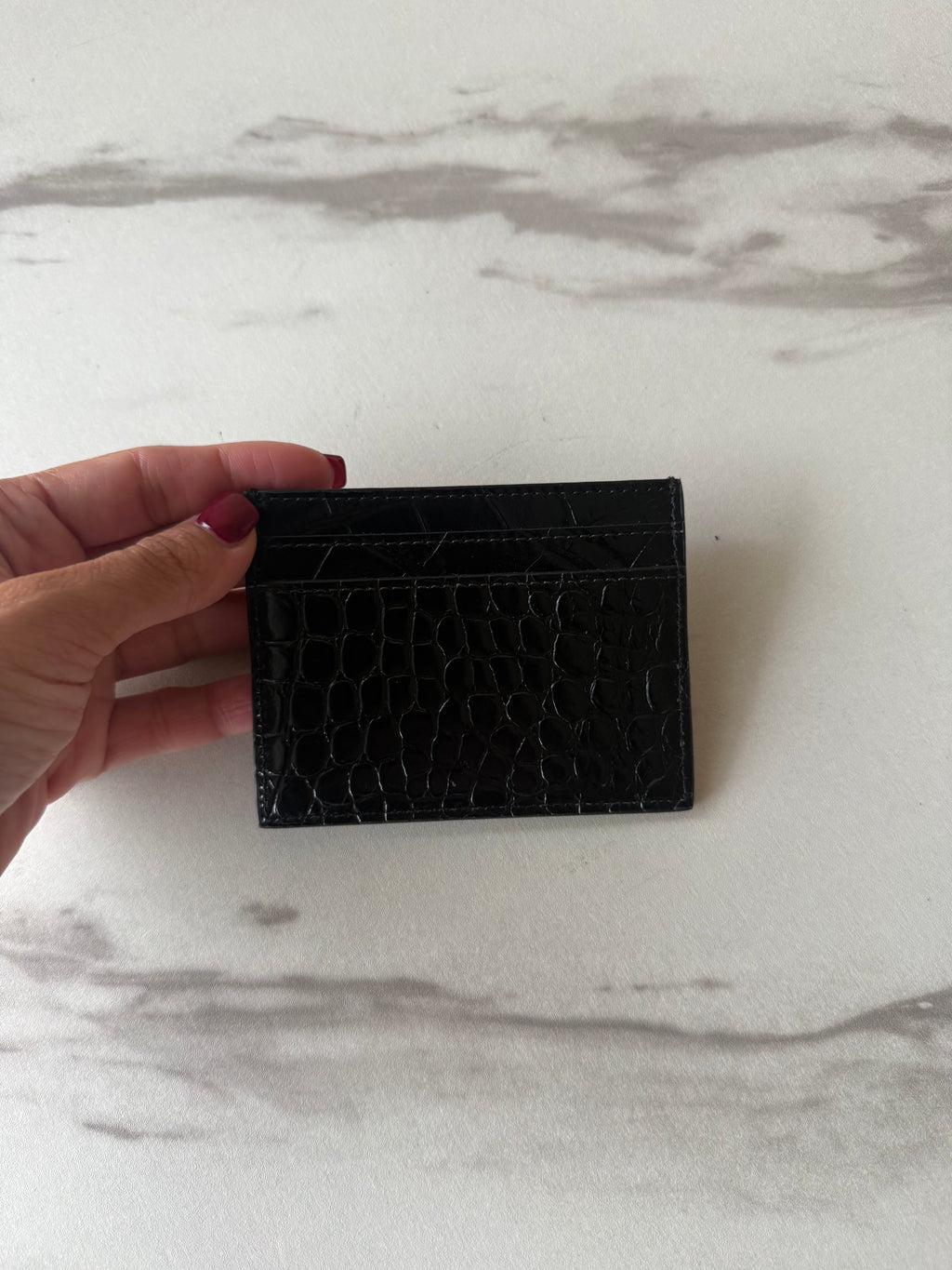 YSL  croc-effect leather cardholder