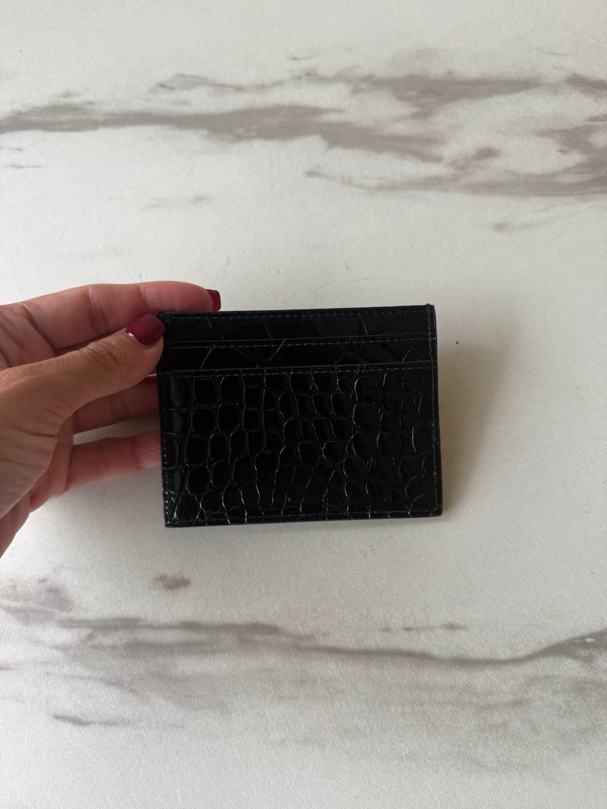 YSL  croc-effect leather cardholder