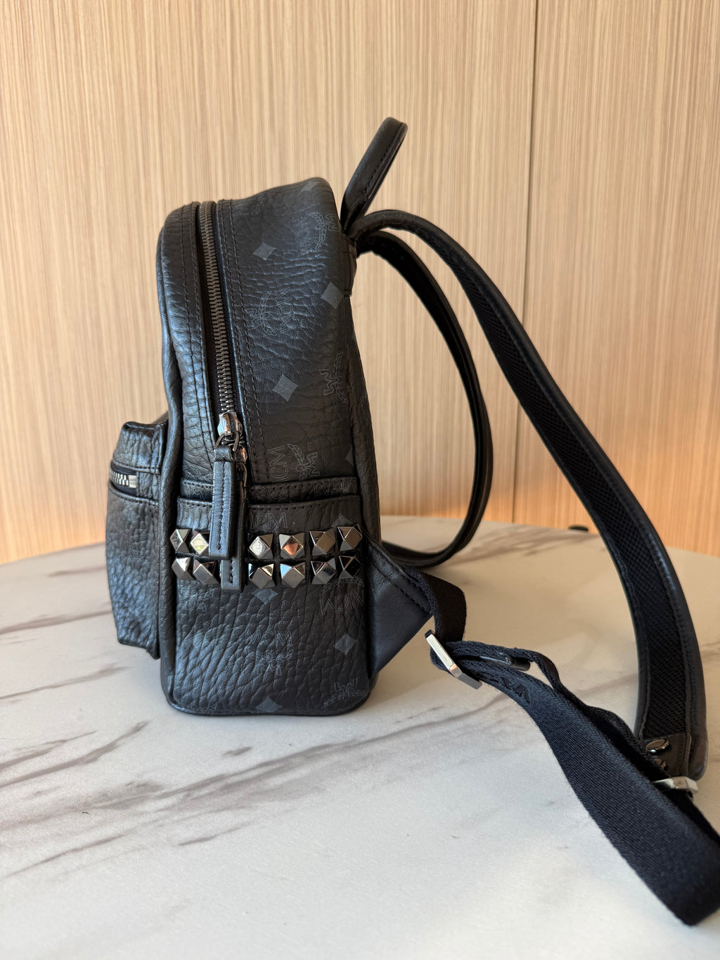 MCM Visetos Studded Leather Mini Backpack