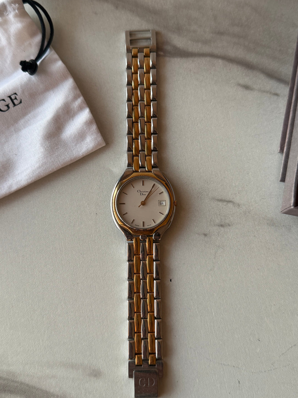 CHRISTIAN DIOR TWO-TONED QUARTZ WATCH