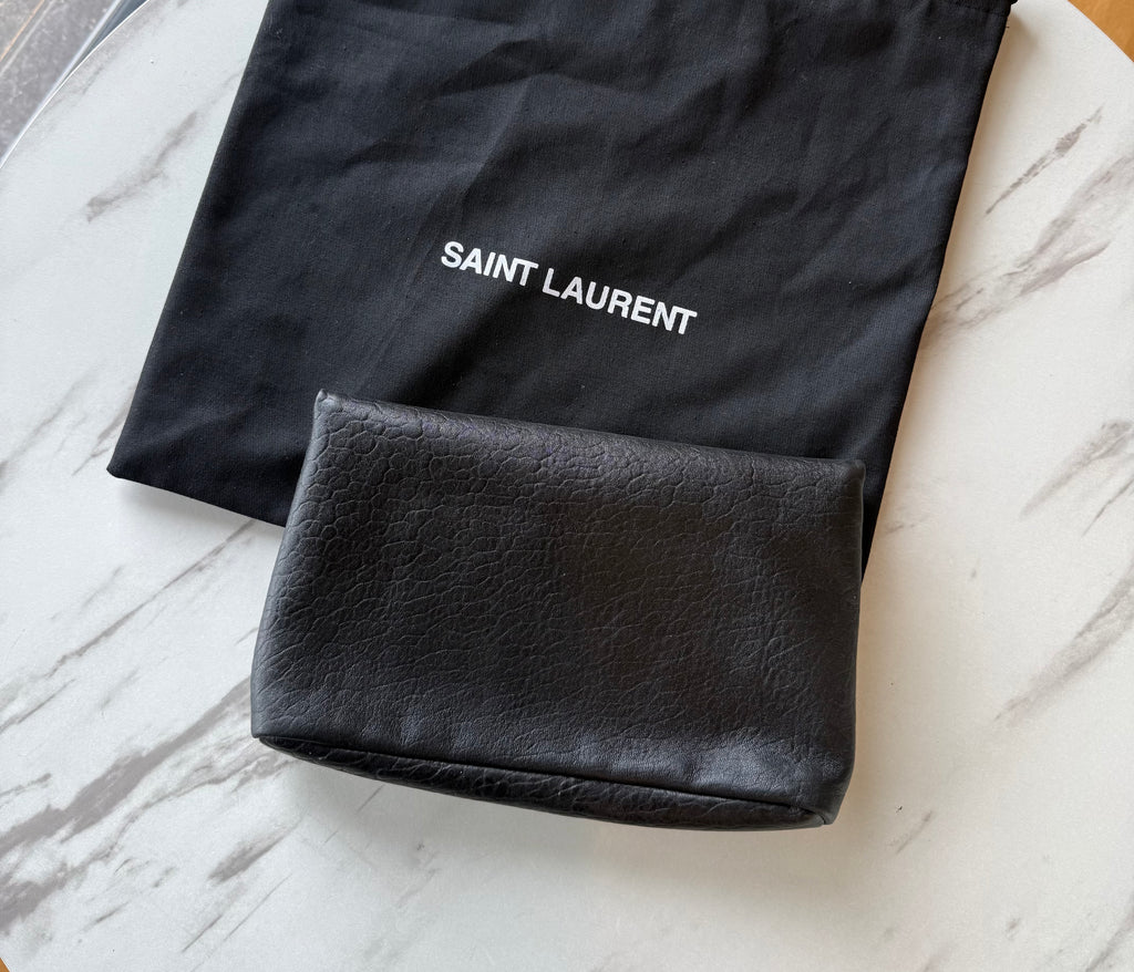 YSL Cassandre large textured-leather clutch