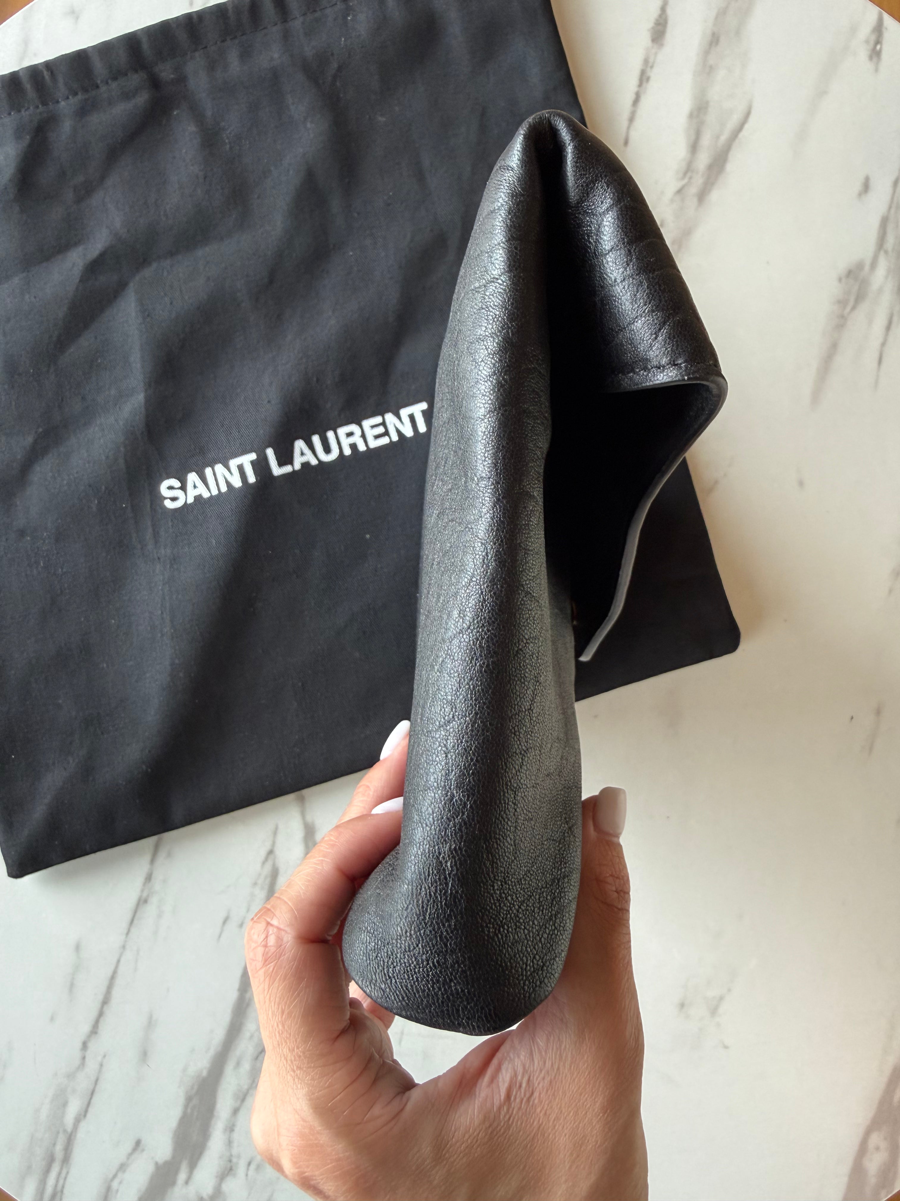 YSL Cassandre large textured-leather clutch
