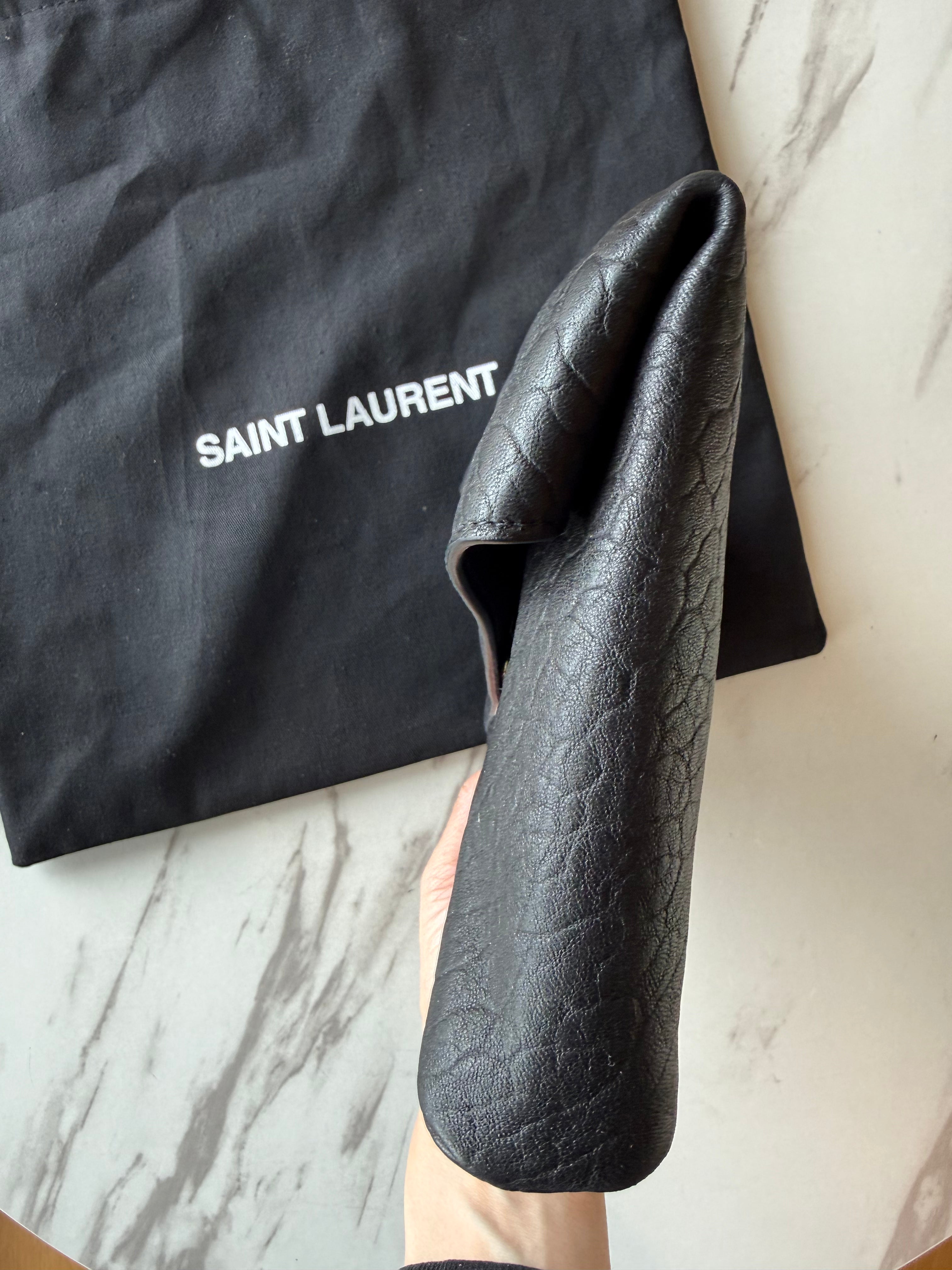 YSL Cassandre large textured-leather clutch