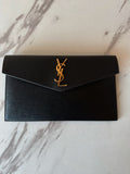 YSL UPTOWN POUCH IN GRAIN DE POUDRE LEATHER BLACK