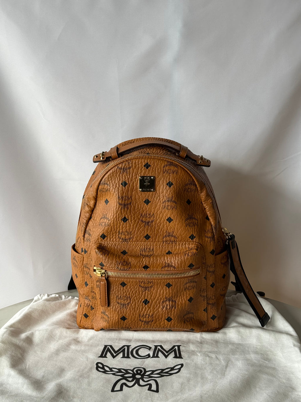 MCM Logogram Vicetos Backpack PVC Leather Brown / Gold