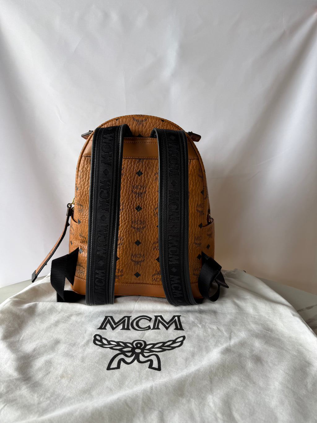 MCM Logogram Vicetos Backpack PVC Leather Brown / Gold