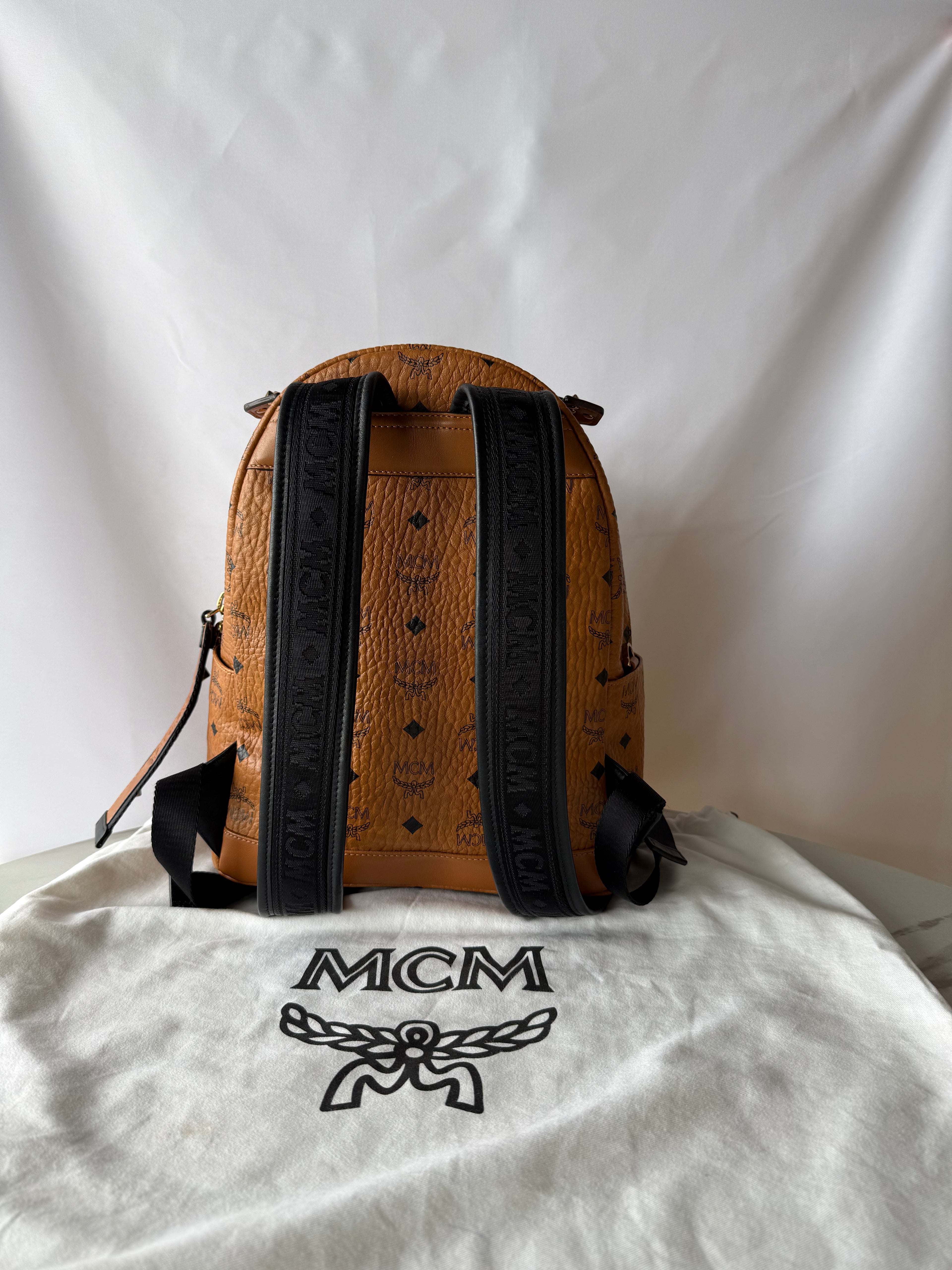 MCM Logogram Vicetos Backpack PVC Leather Brown / Gold