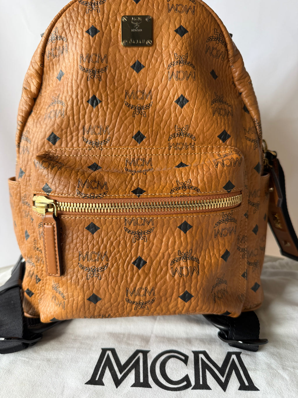 MCM Logogram Vicetos Backpack PVC Leather Brown / Gold