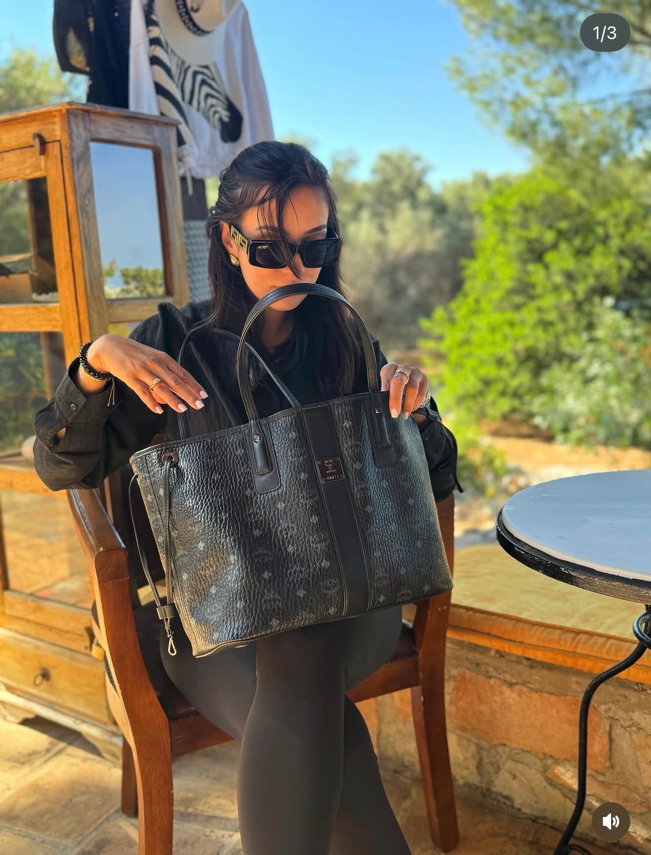 MCM Reversible Medium Liz Handbag Black