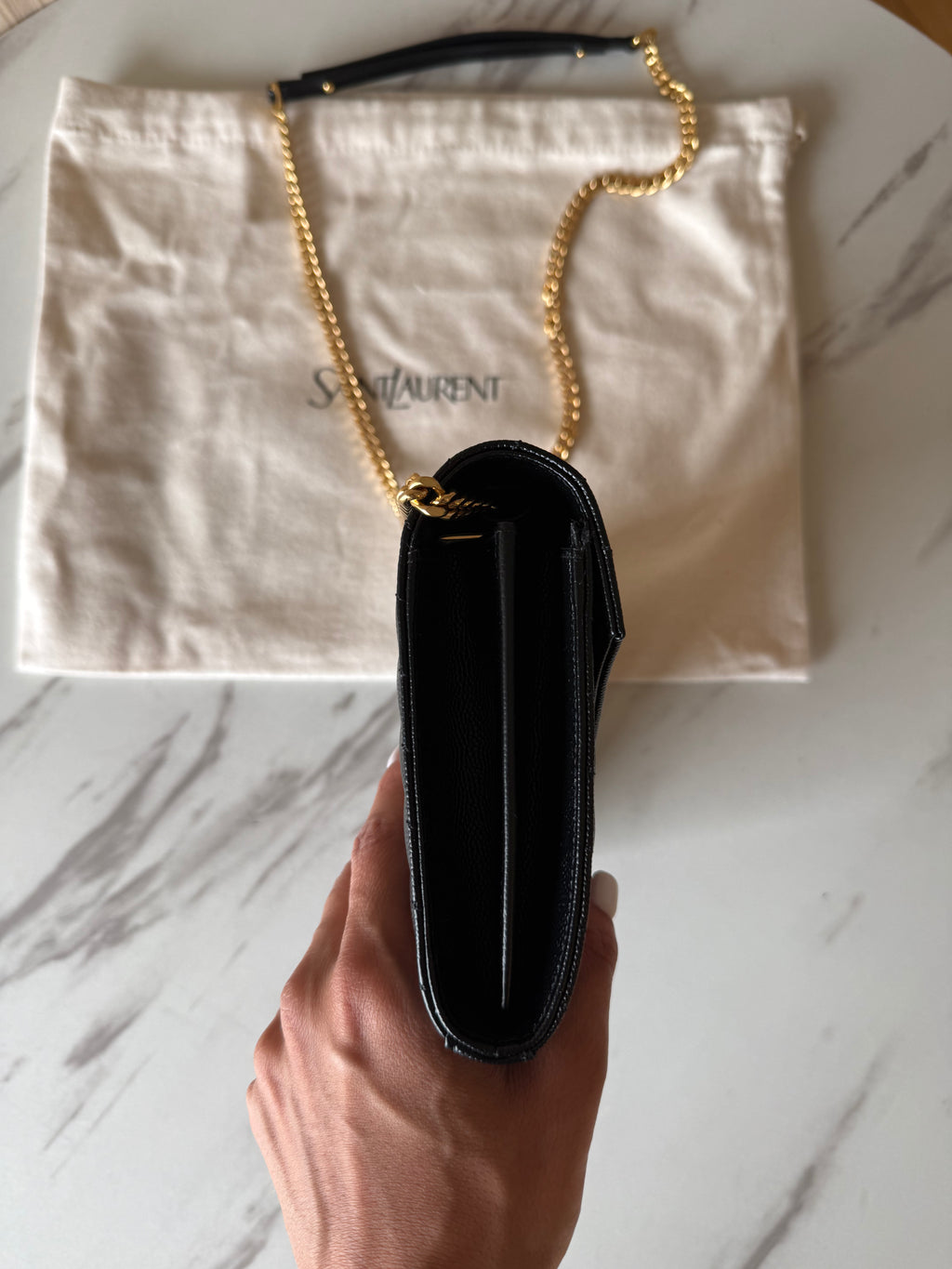 SAINT LAURENT CASSANDRE ENVELOPE CHAIN WALLET
