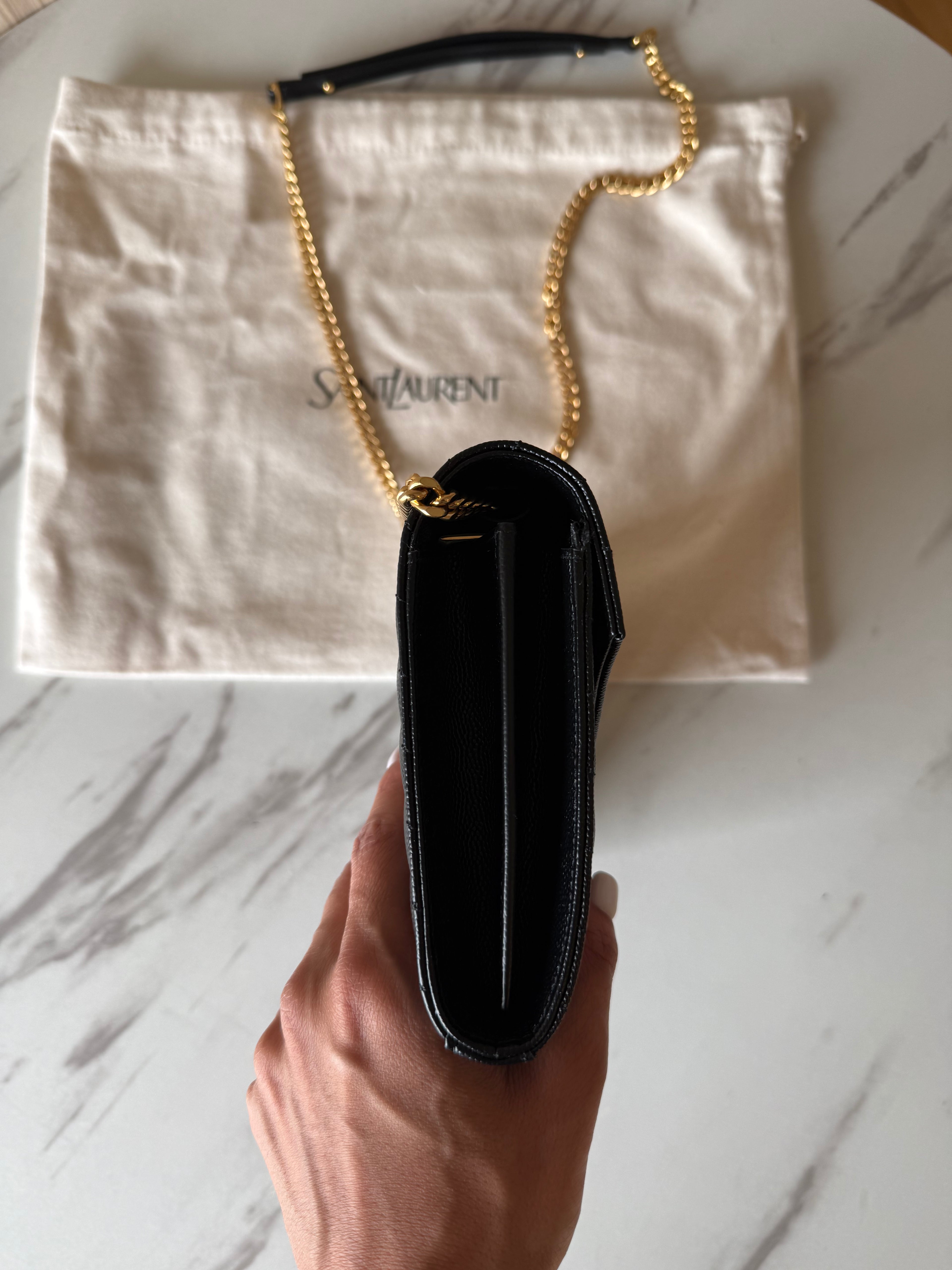 SAINT LAURENT CASSANDRE ENVELOPE CHAIN WALLET