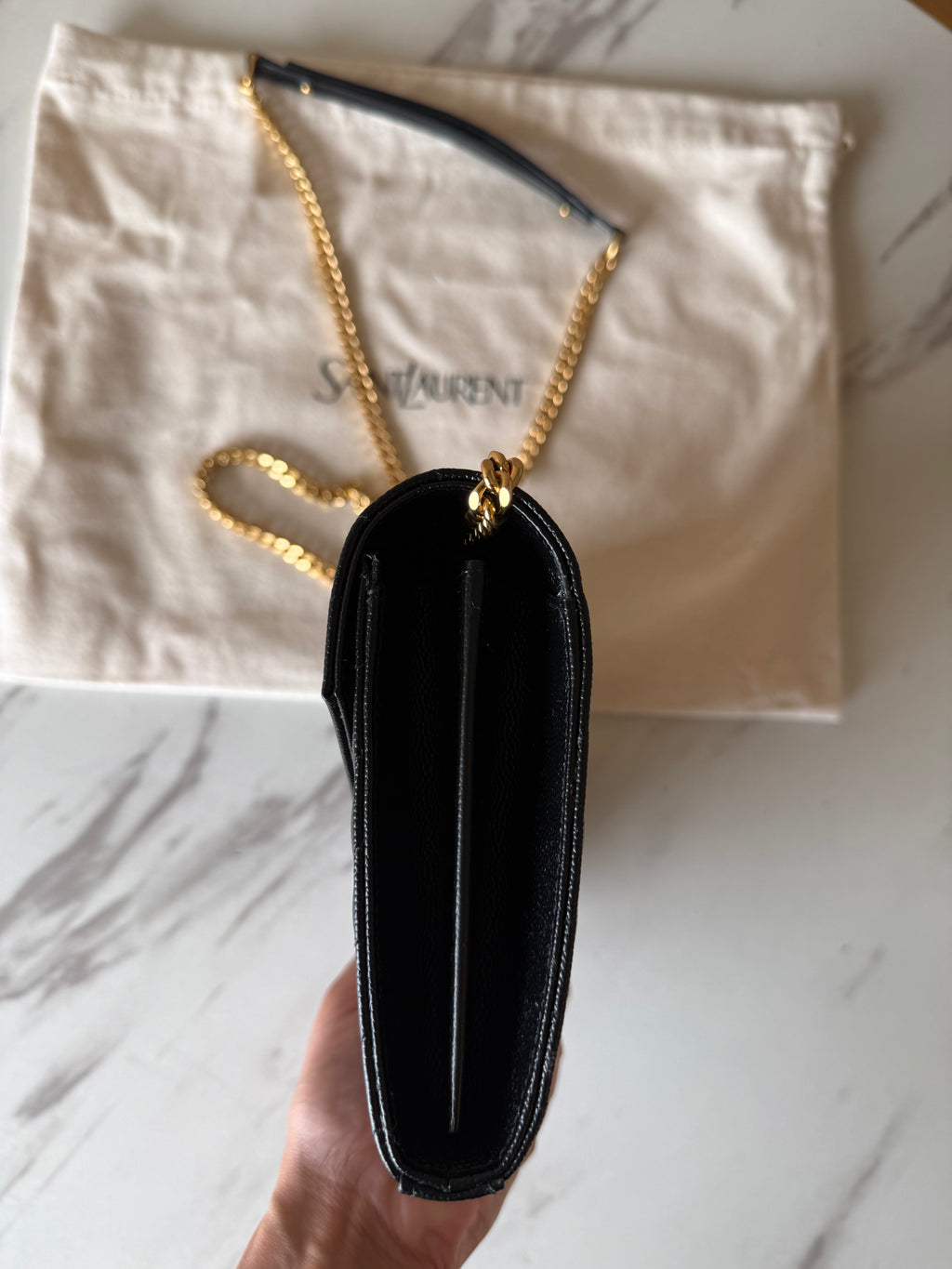 SAINT LAURENT CASSANDRE ENVELOPE CHAIN WALLET