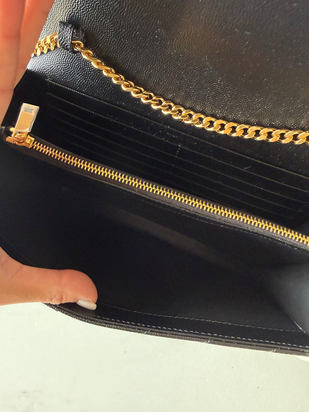 SAINT LAURENT CASSANDRE ENVELOPE CHAIN WALLET