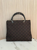Gucci Brown GG Nylon Bamboo Tote Bag