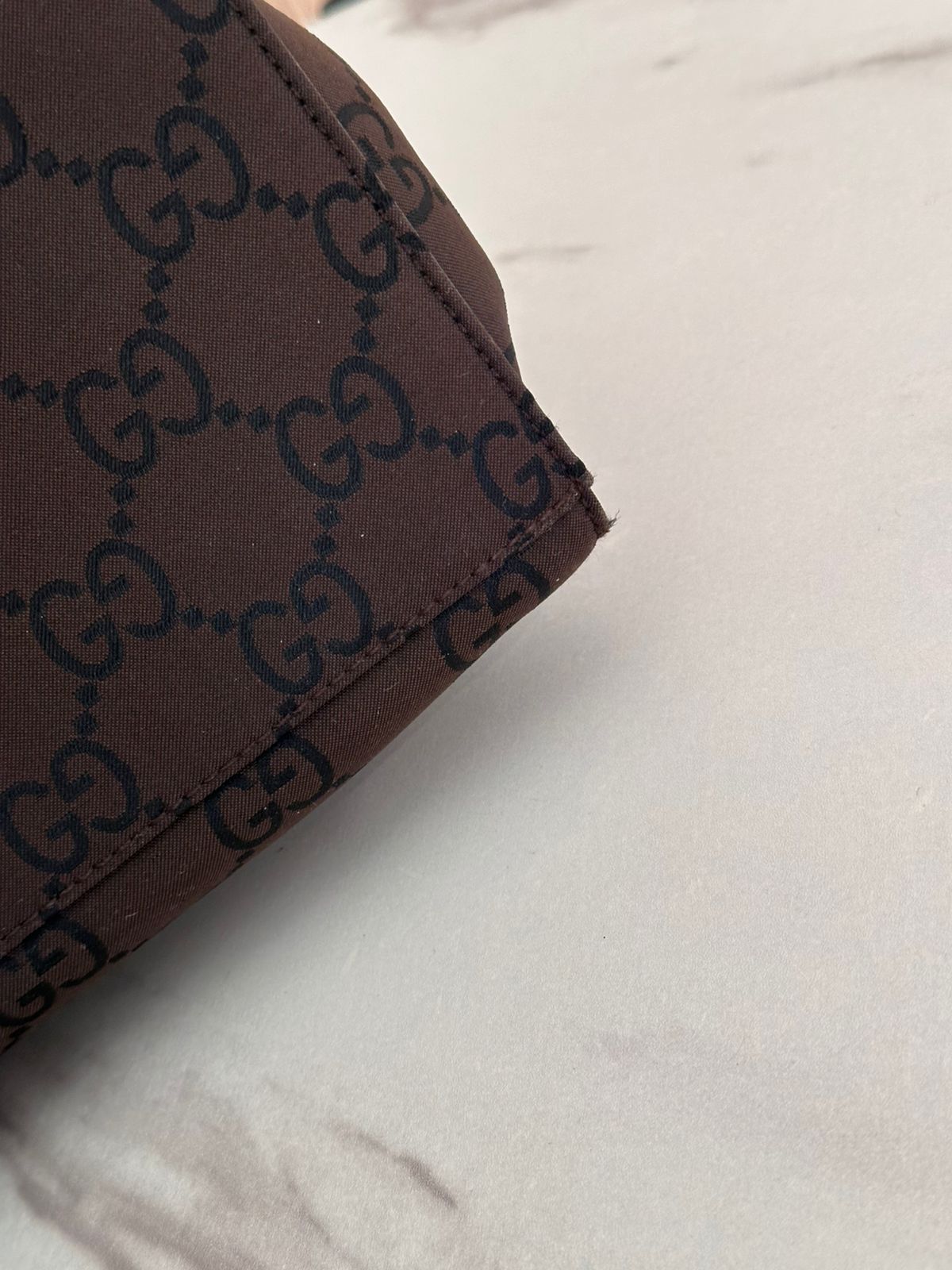 Gucci Brown GG Nylon Bamboo Tote Bag