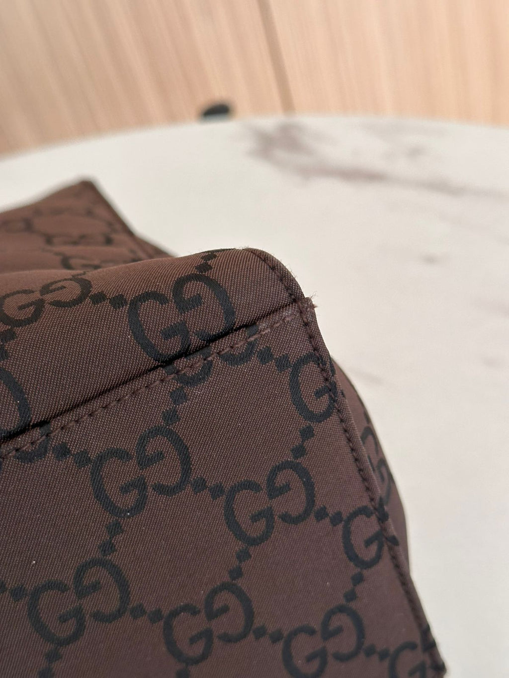 Gucci Brown GG Nylon Bamboo Tote Bag