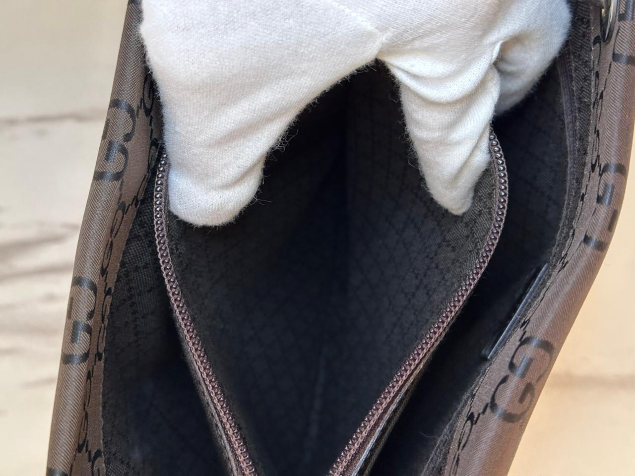 Gucci Brown GG Nylon Bamboo Tote Bag