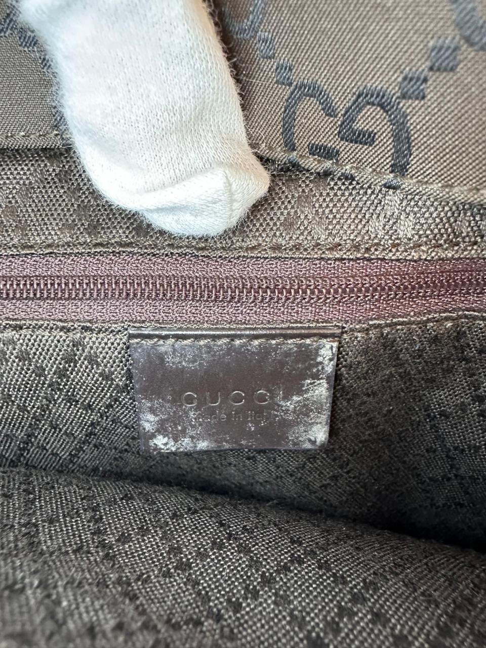 Gucci Brown GG Nylon Bamboo Tote Bag
